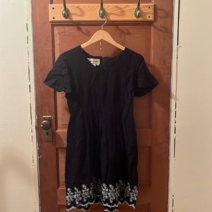 Vintage rayon black embroidered dress